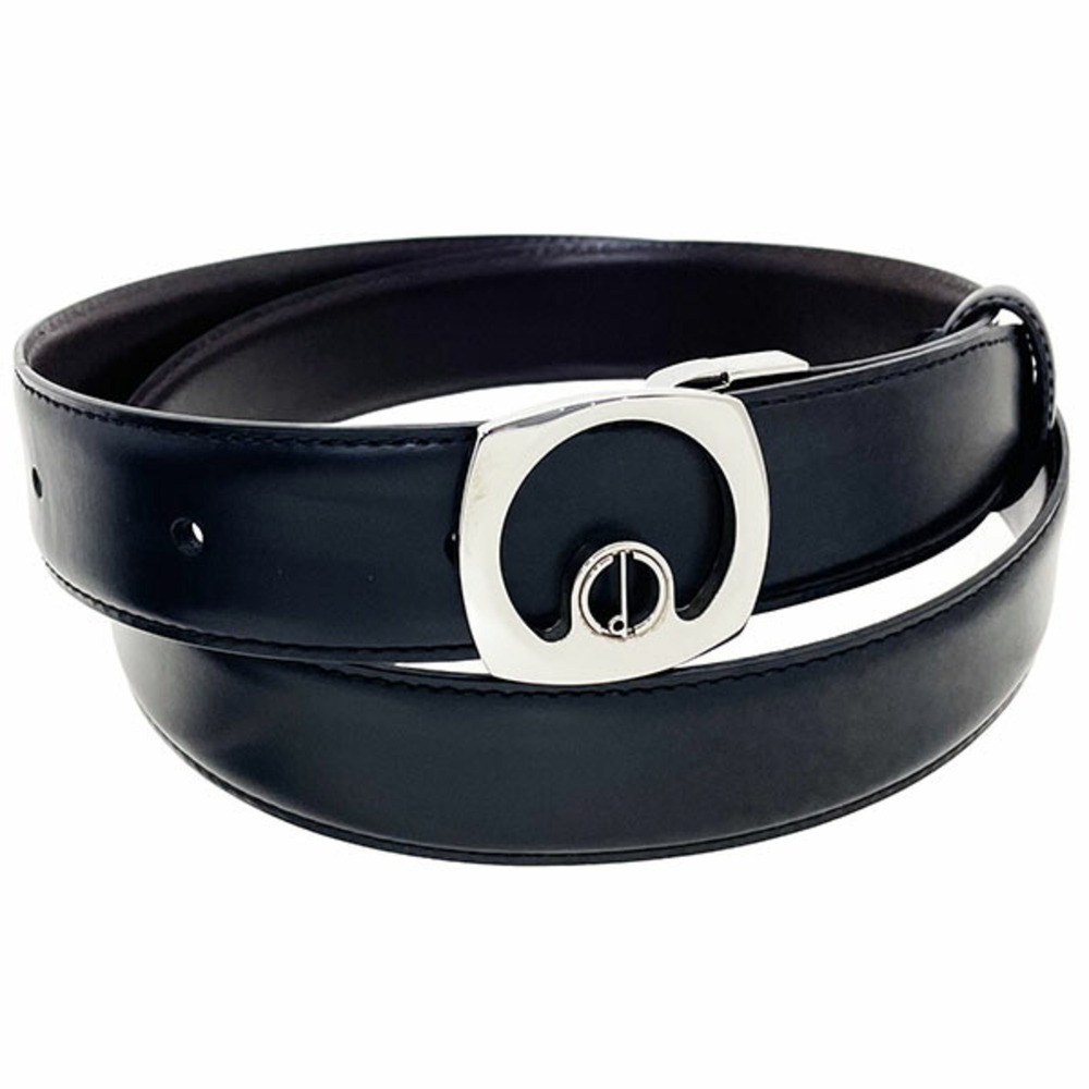 Dunhill Leather Belt, Black with Silver Buckle, Size Approx. 90cm, BP550A42, ...